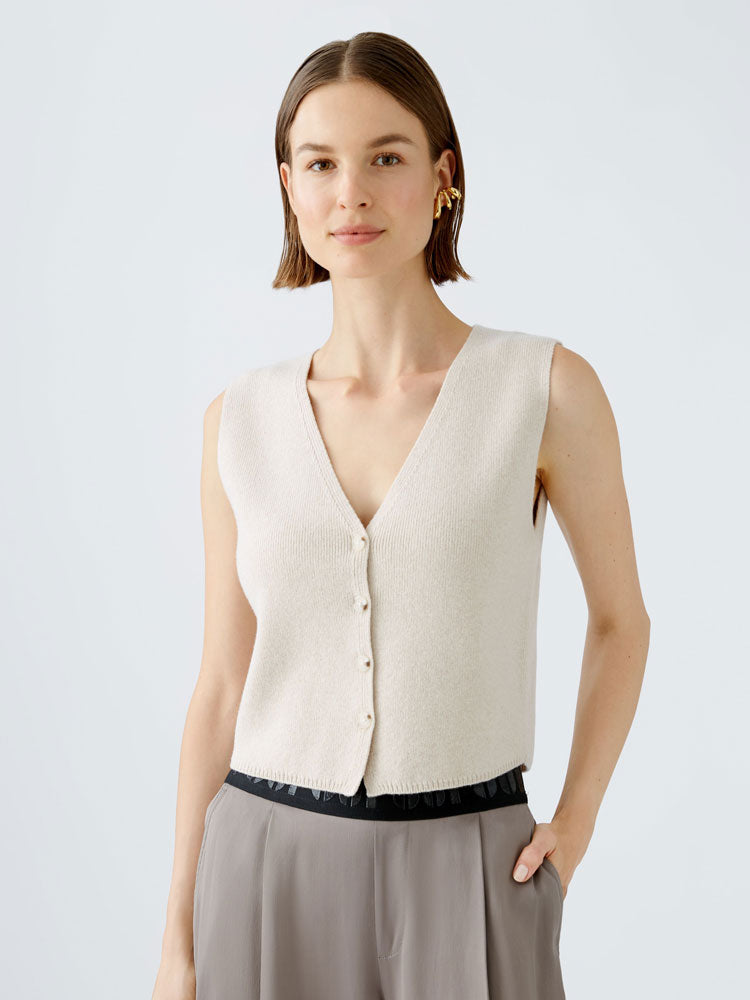 Image of Oui Knitted Waistcoat Beige