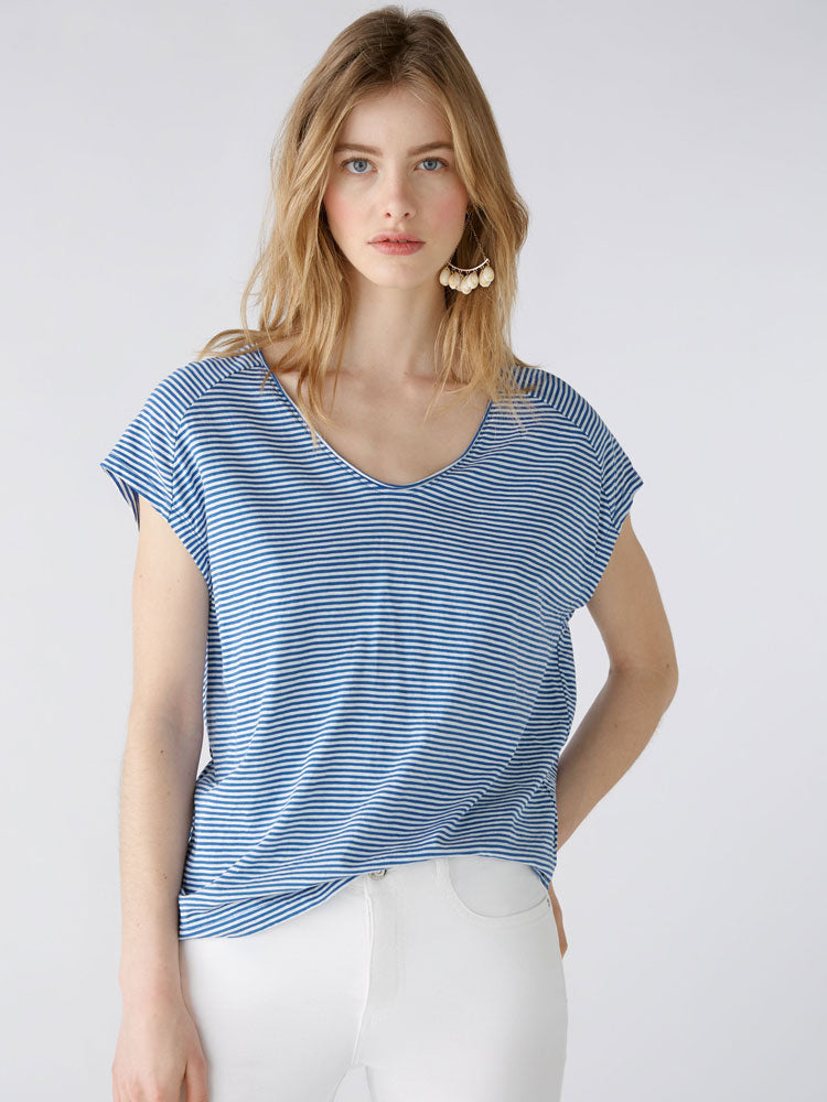 Image of Oui Striped T-Shirt Blue & White