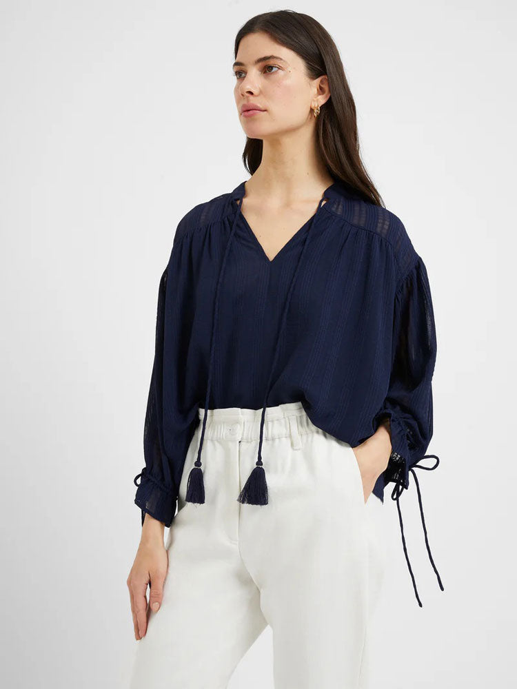 Image of Great Plains Desert Check Blouse Navy