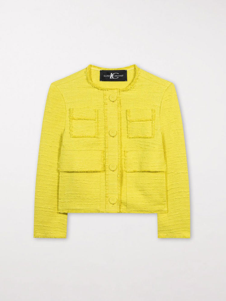 Image of Luisa Cerano Tweed Look Jacket Lemon