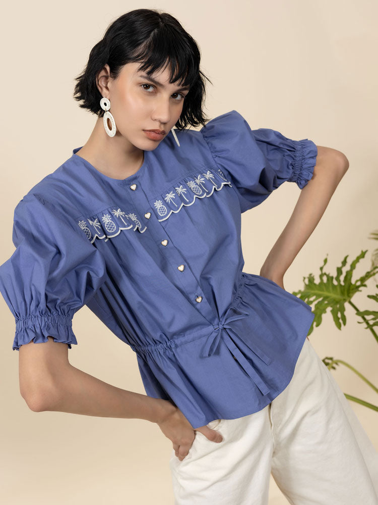 Image of Emily Lovelock Jill Blouse Blue