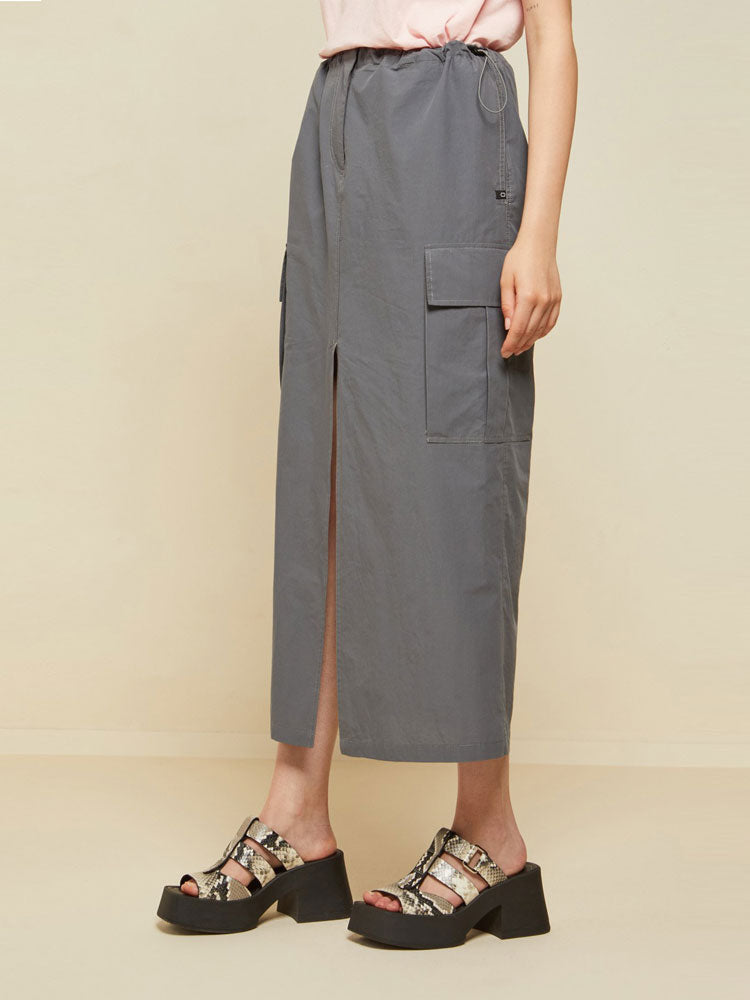 Image of Ottod'Ame Poplin Long Skirt Graphite