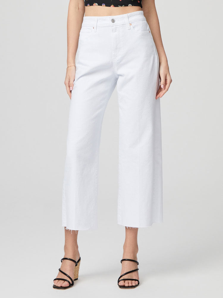 Image of Paige Anessa Raw Hem Jeans Crisp White