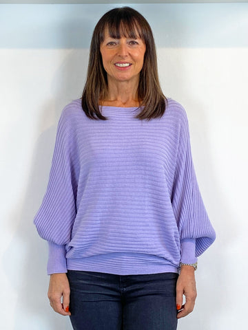 Ribbed Batwing Knit Lilac