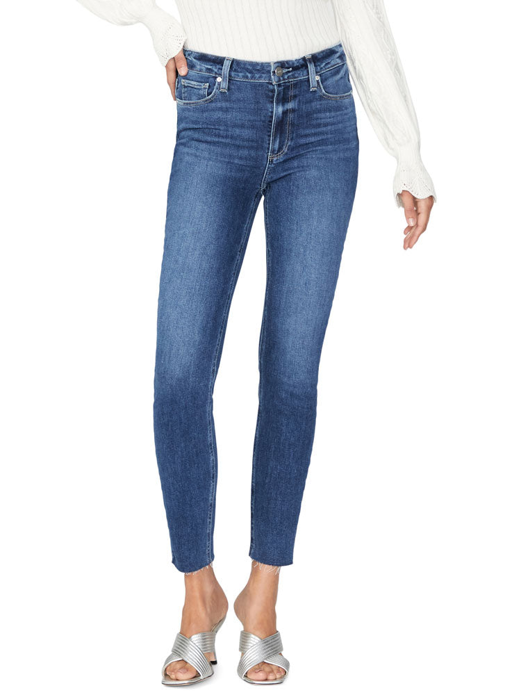 Image of Paige Hoxton Ankle Raw Hem Jeans Blue