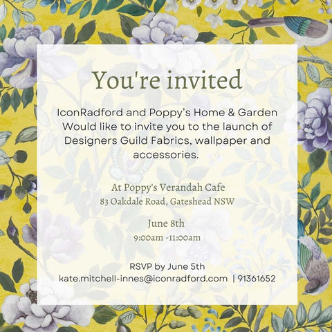 You're invited to our Designers Guild fabrics and wallpaper launch