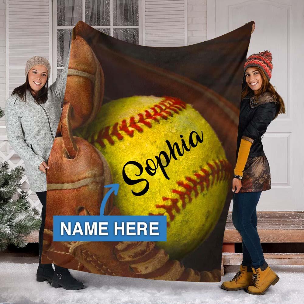 Softball Personalized Blanket Gifts For Kids Custom Blanket