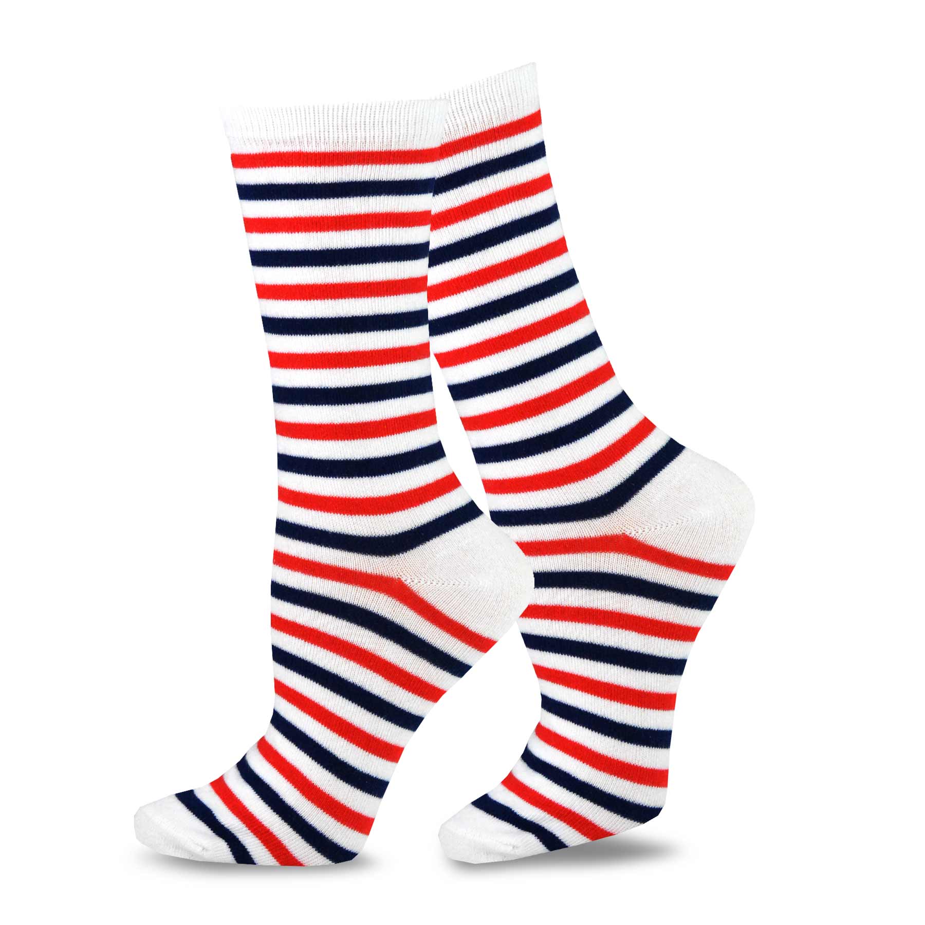 TeeHee Socks Women's 4th of July Cotton Crew Stars and Stipes 4-Pack