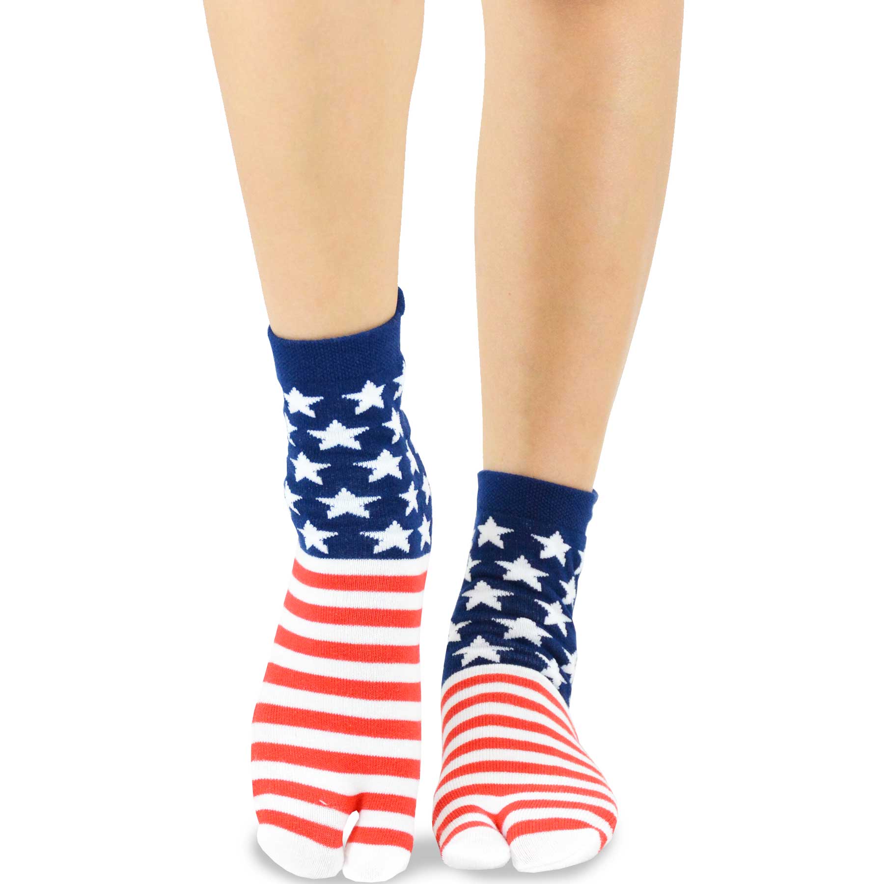 TeeHee Socks Unisex 4th of July Cotton Big Toe American Flag 3-Pack (1