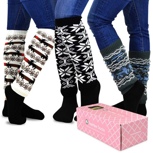 Classificeren Bewijs Rijke man TeeHee Socks Women's Acrylic Leg Warmer Deer 3-Pack Gift Box (12249)