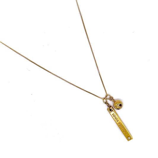 Louis Vuitton Vintage Monogram Bar and Circle Pendant Necklace