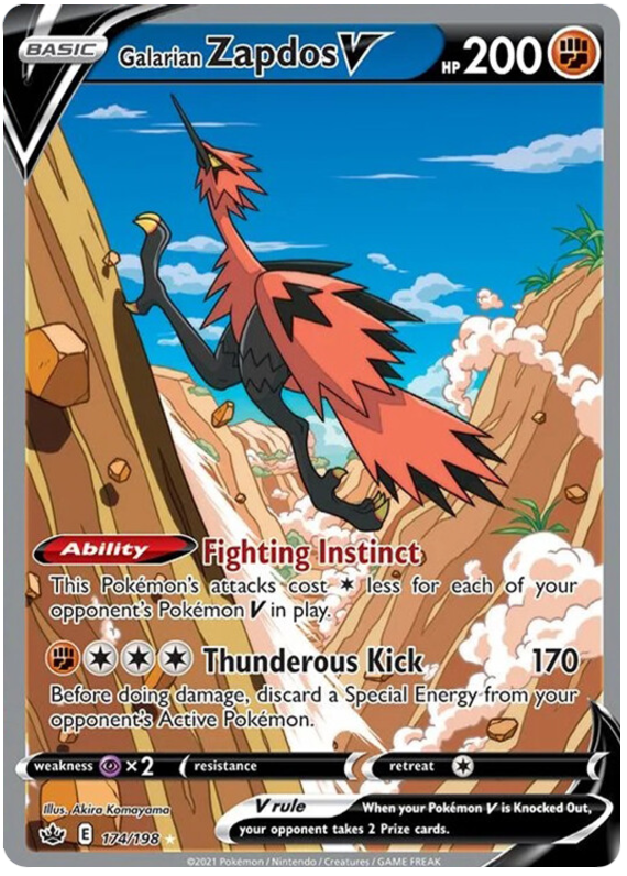 Galarian Zapdos V #174 Alternate Art Chilling Reign