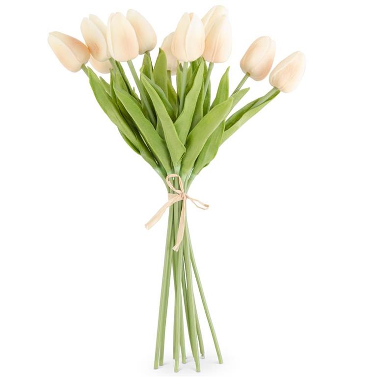 View K & K Interiors - Cream Real Touch Tulips - Bundle of 12