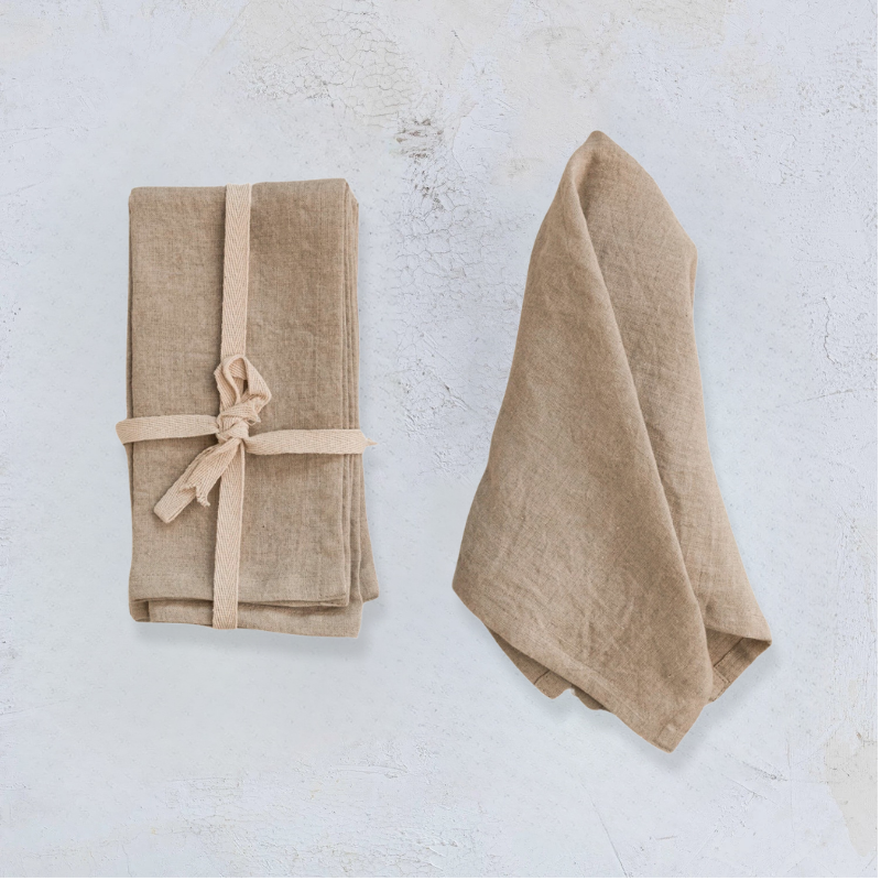 View Creative Co-op - Stonewashed Linen Napkins, Natural