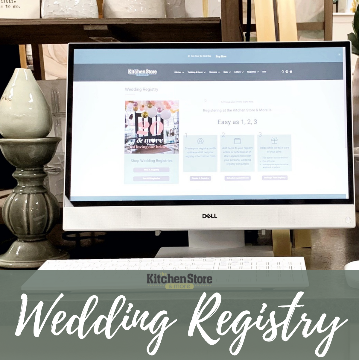 The Kitchen Store & More wedding Registry Graphic