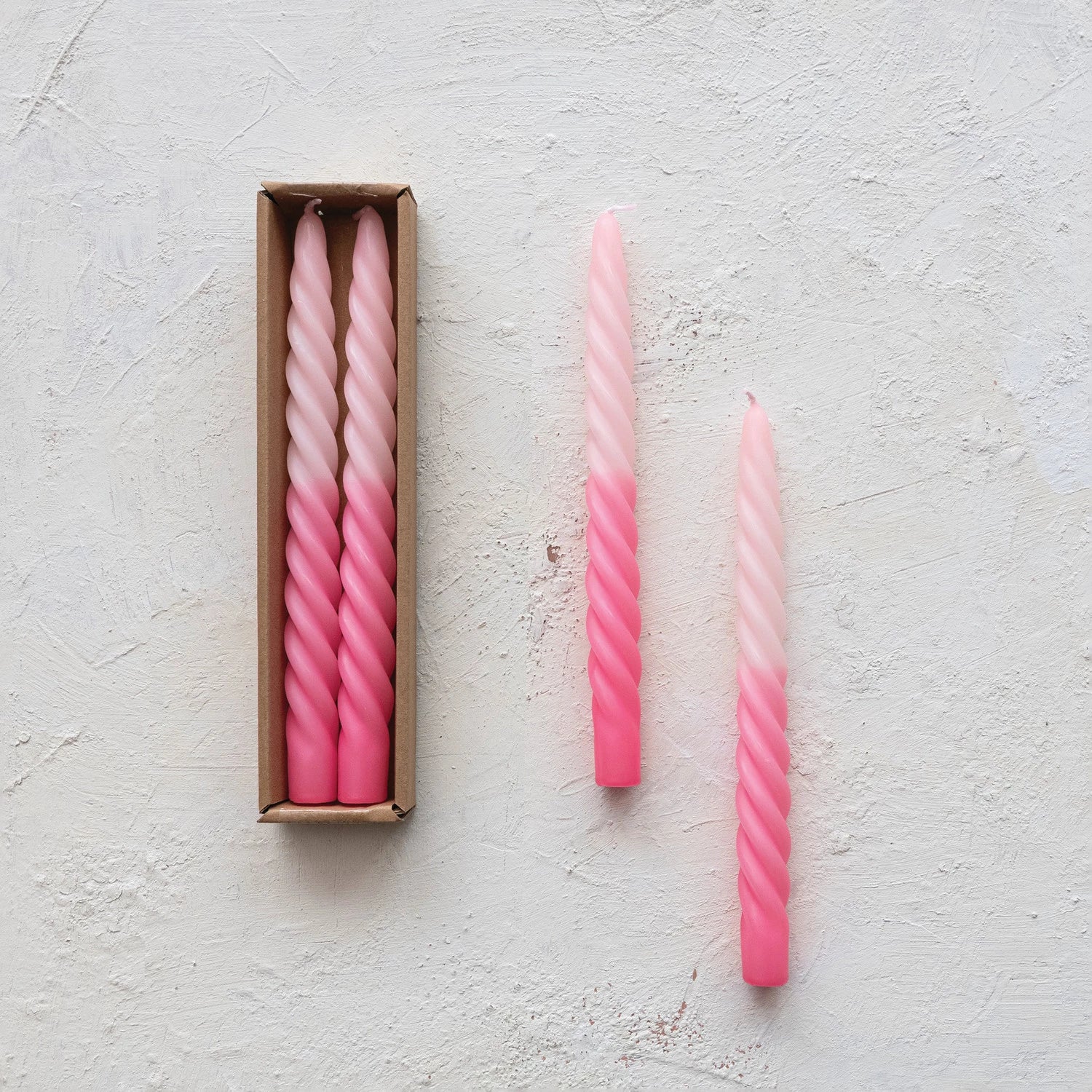 View Creative Co-op - Unscented Twisted Taper Candles, Pink Ombre