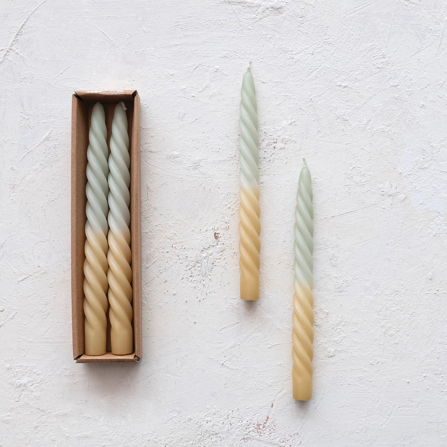 View Creative Co-op - Unscented Twisted Taper Candles, Mint Ombre