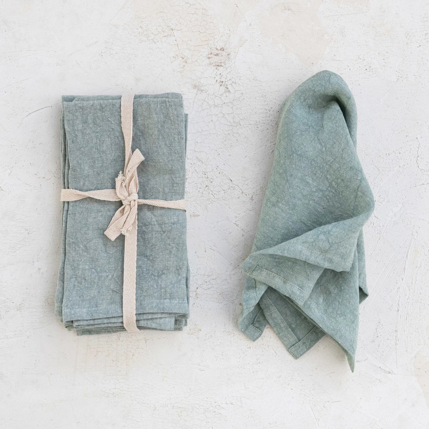 View Creative Co-op - Stonewashed Linen Napkins, Mint