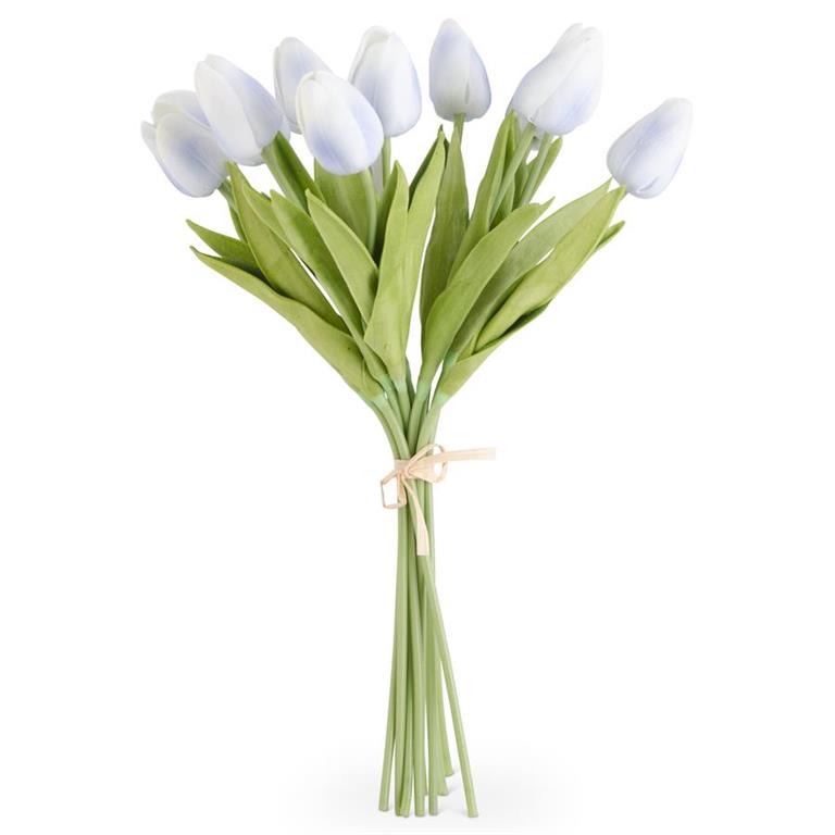 View K & K Interiors - White Real Touch Tulips - Bundle of 12