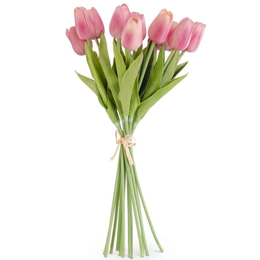View K & K Interiors - Pink Real Touch Tulips - Bundle of 12