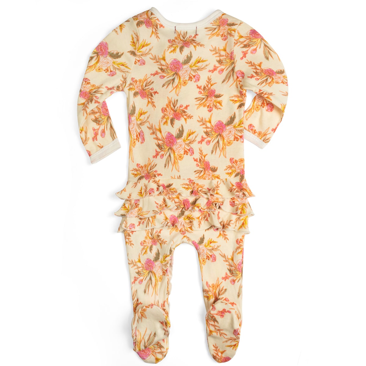 View Milkbarn - Cotton Footed Ruffle Romper, Vintage Floral