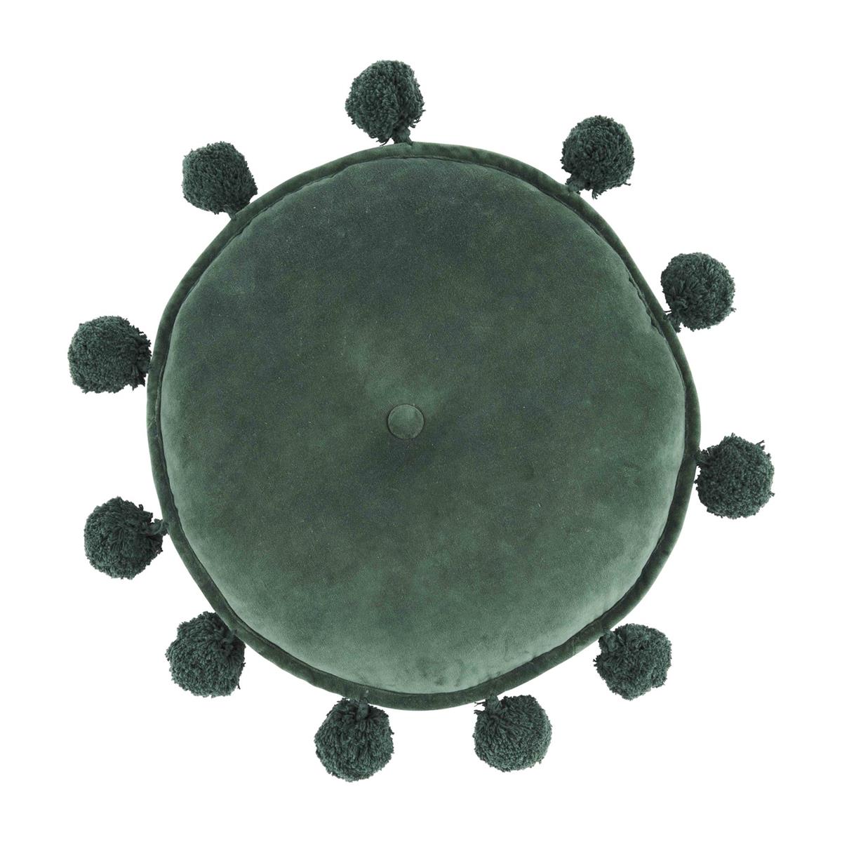 View Mud Pie - Round Pom Velvet Pillow - Emerald