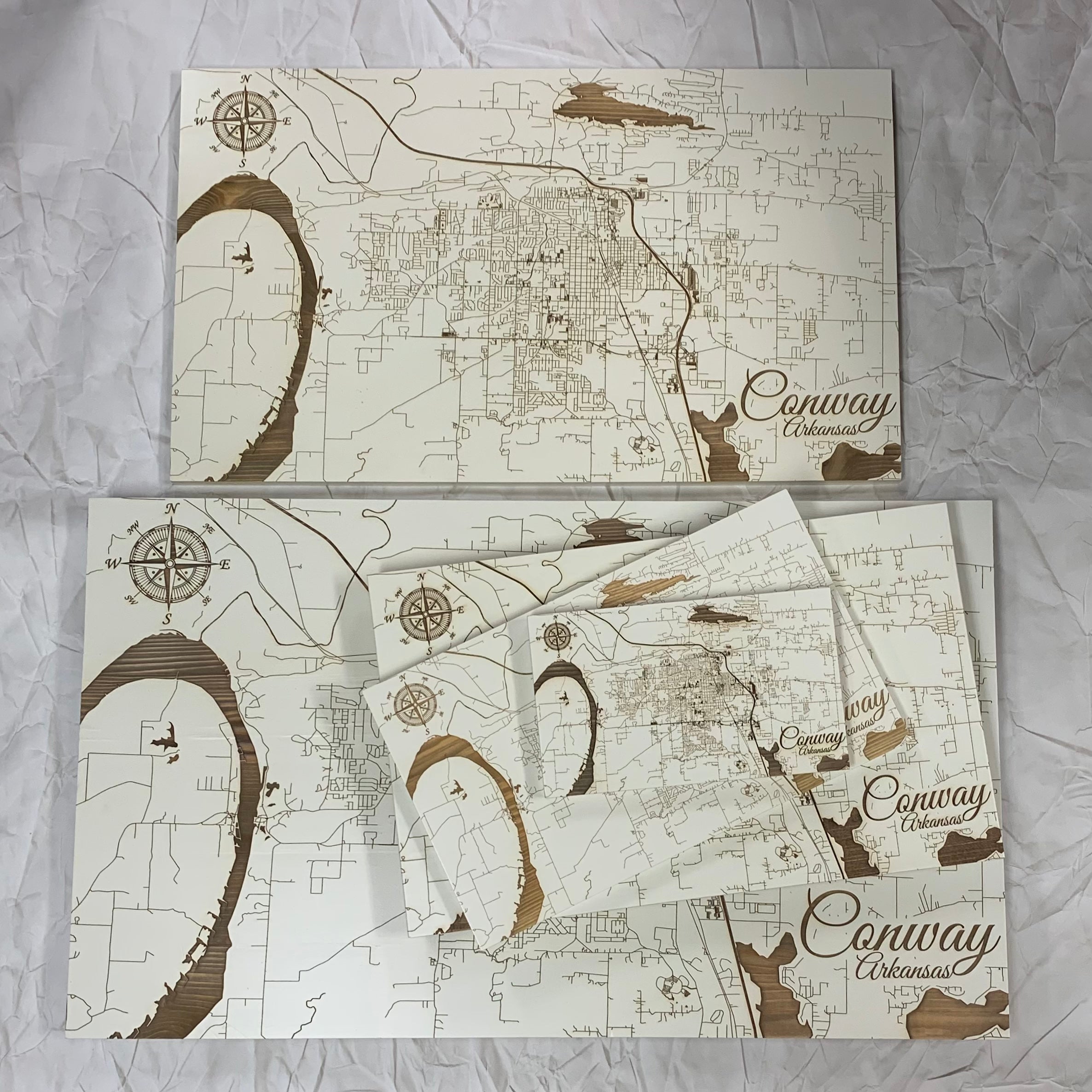 View Fire & Pine - Burnt Wood Map of Conway, Ivory - Mini, 7.25" x 12"