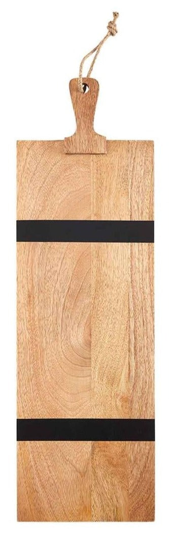 View Mud Pie - Black & Natural Wood Board - Two Stripe