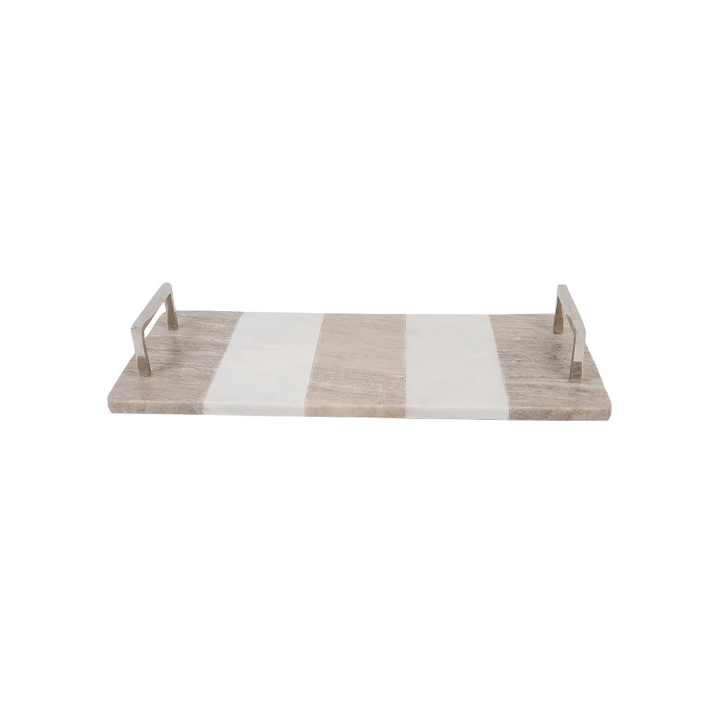 View Bzaar - Marble & Iron Tray with Metal Handle