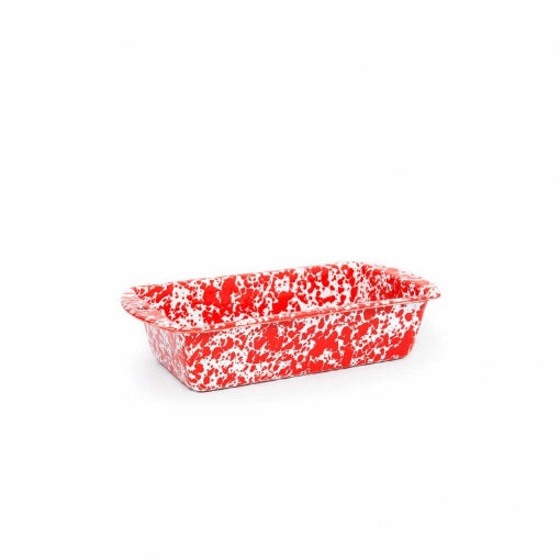 Crow Canyon Enamelware Square Brownie - Cornbread Pan Red Marble Splatter