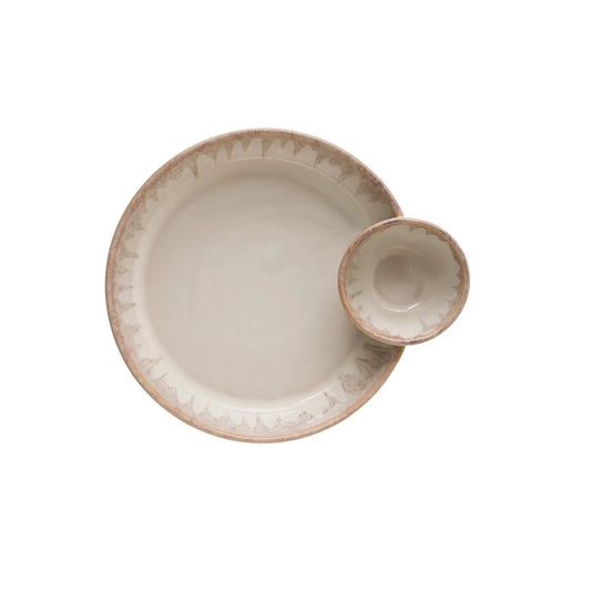 Creative Co-op - Patterned Stoneware Pinch Bowl