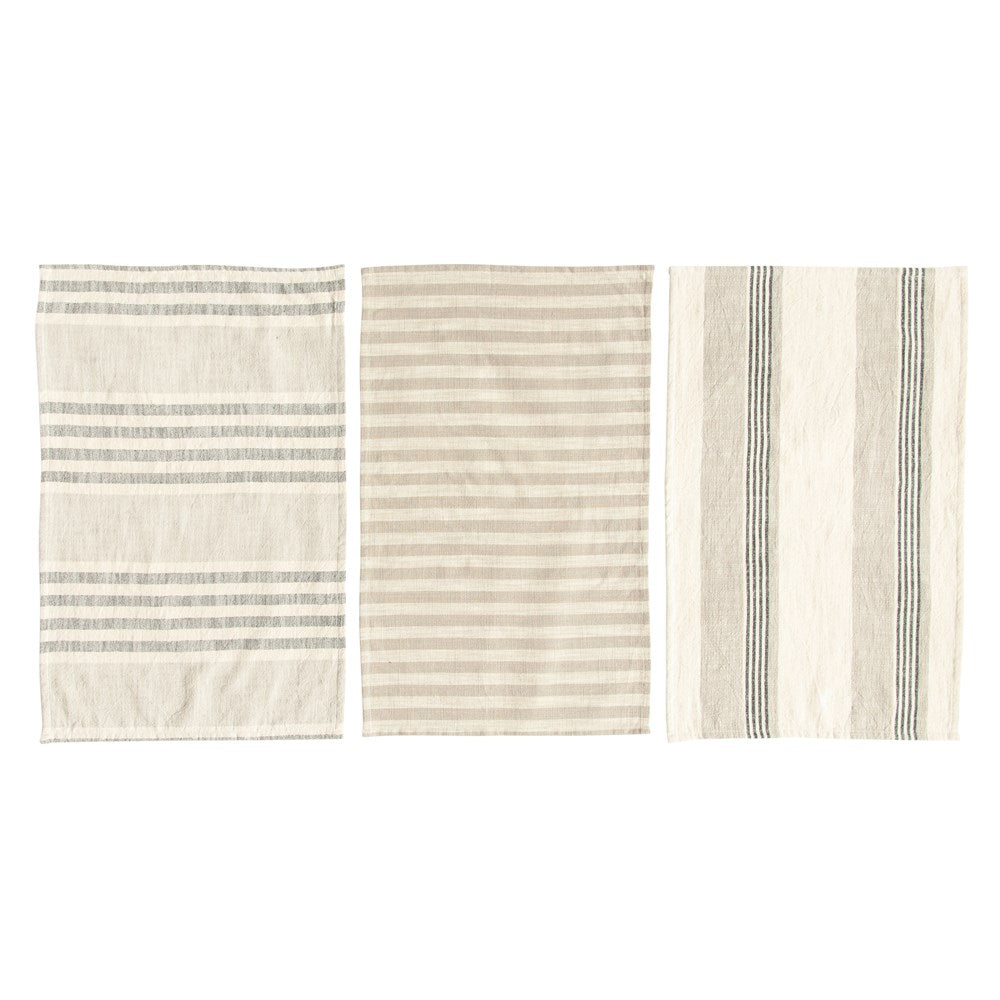 View Creative Co-op - Woven Cotton Striped Tea Towels