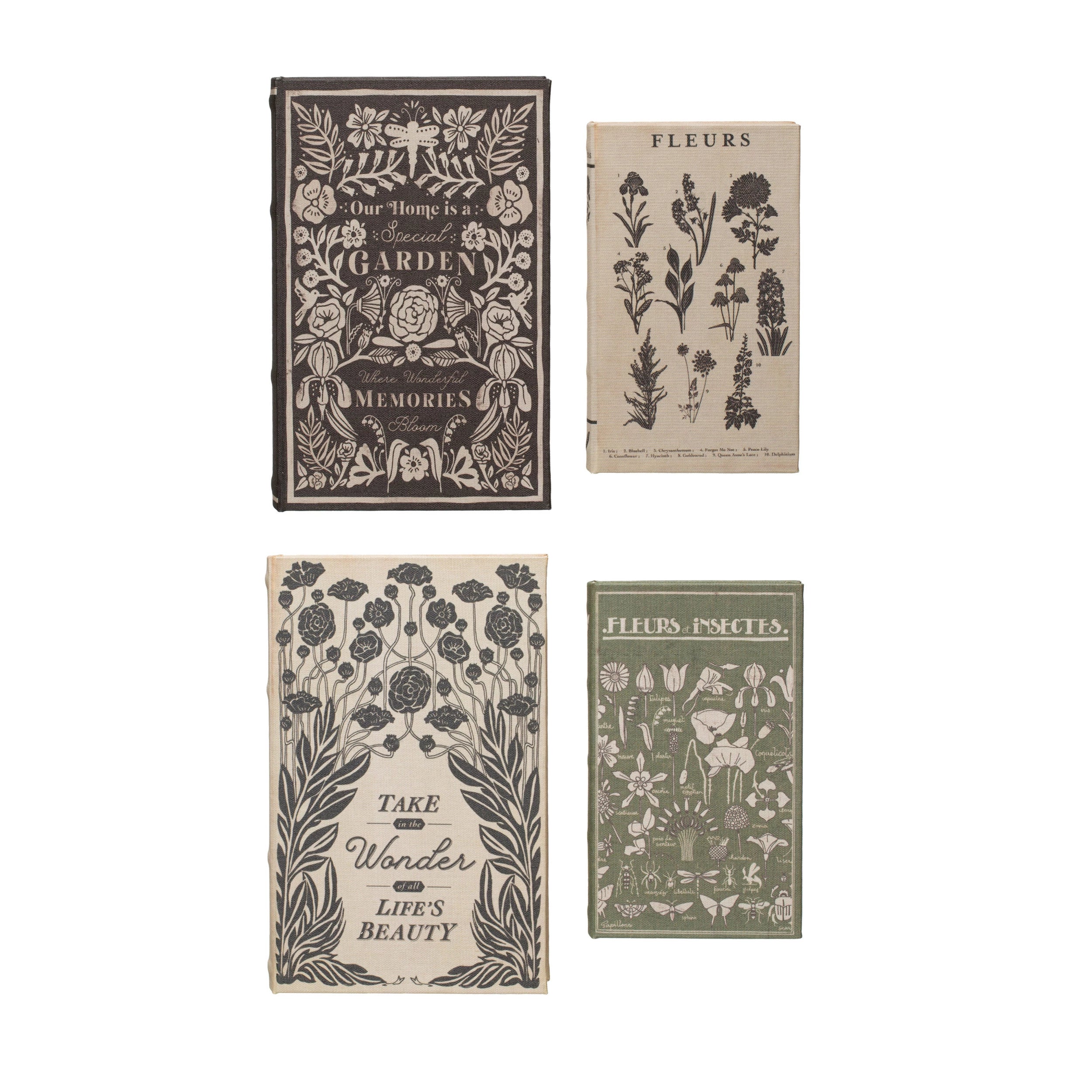 View Creative Co-op - Garden Book Boxes - Garden Memories (Large Black & Cream)