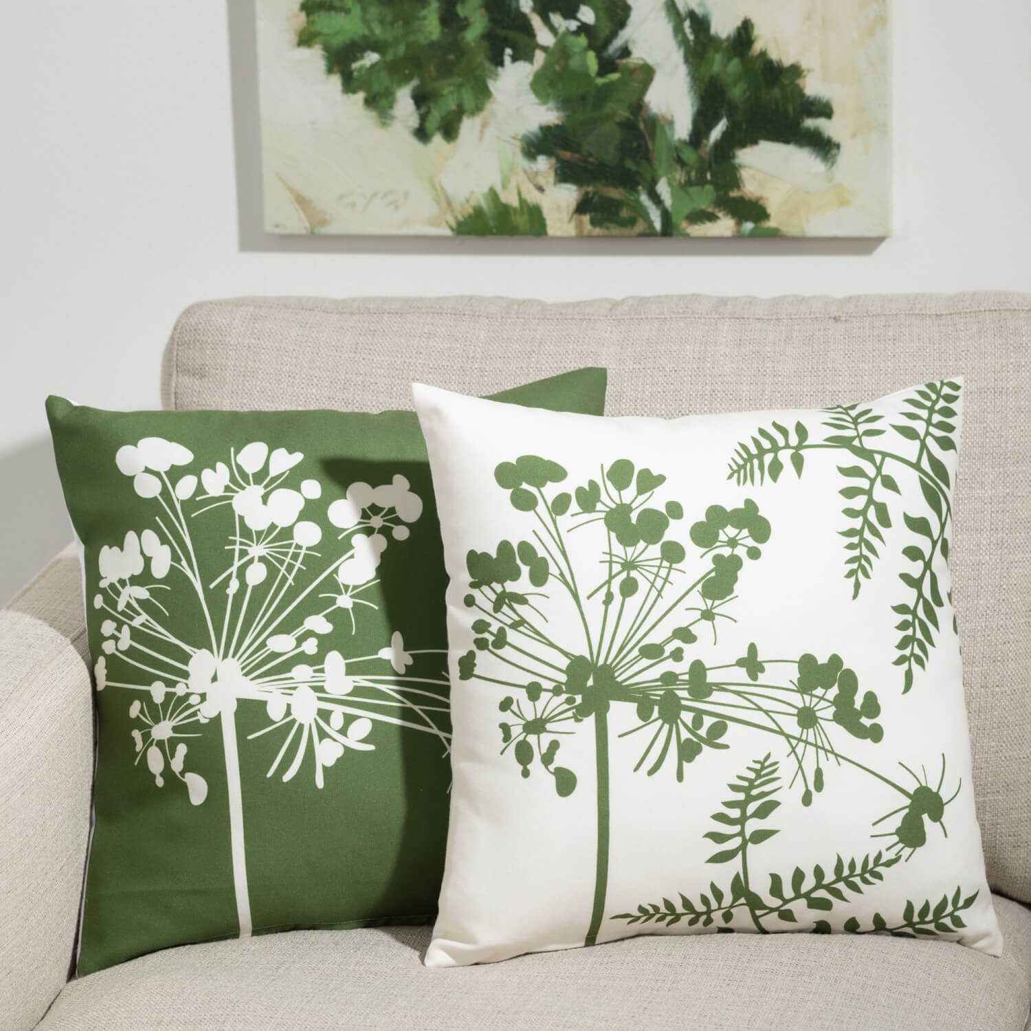 View Sullivans - Green & White Floral Pillows - Green