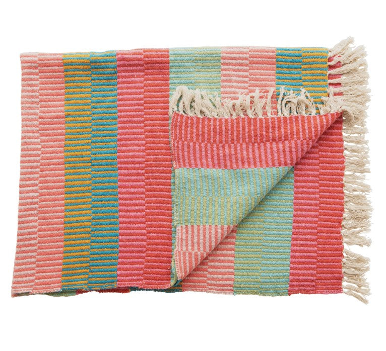 View Creative Co-op - Colorful Striped Throw
