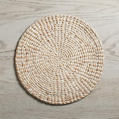 View Tableau - Braided Hyacinth Round Placemat, White