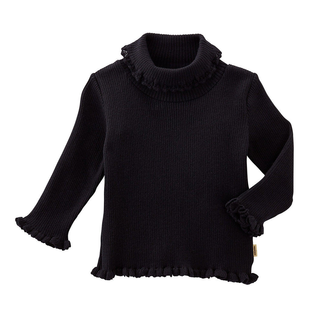 Miki House Turtleneck Sweater Girl In Black Cotton Color Mikihousefrance