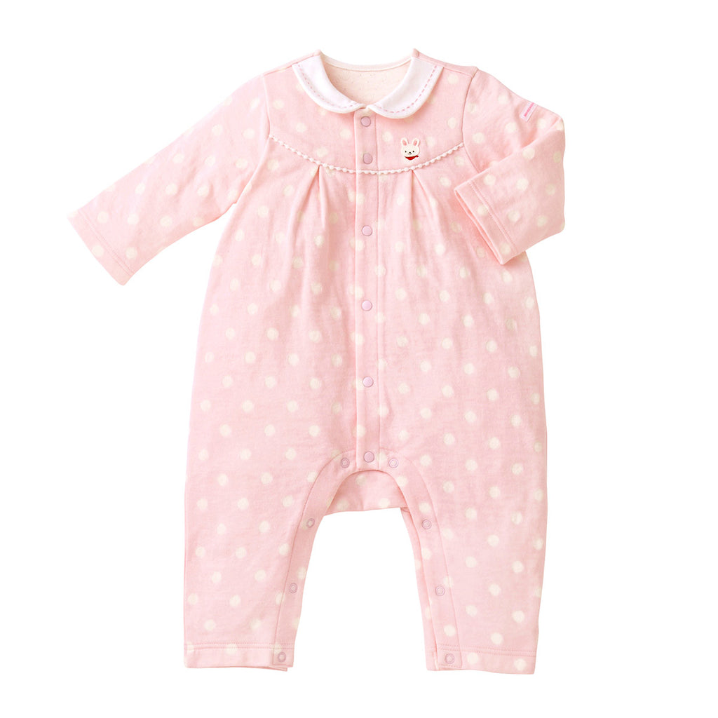 PINK COTTON JUMPSUIT WITH DOTS