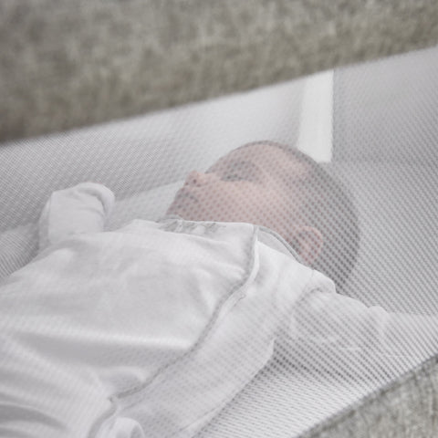 baby sleeping mesh side mamas and papas lua bedside crib