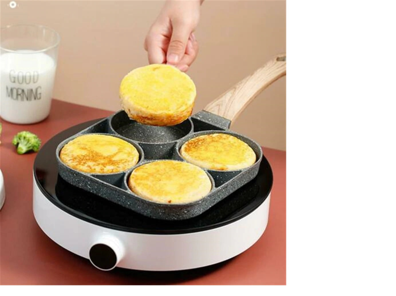 Multi-Egg Frying Pan 4 Section Non-stick Frying Pan Breakfast Skillet ...