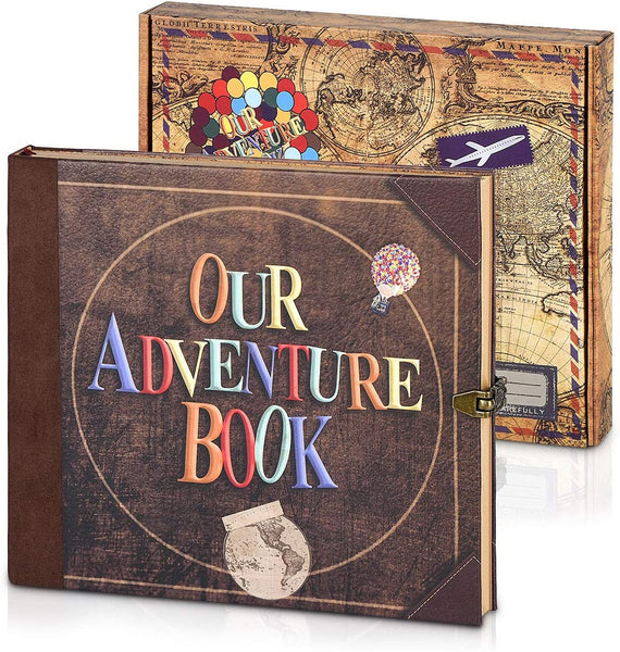  LINKEDWIN Our Adventure Book, Up Scrapbook Album with Movie  Themed Postcards, Wedding and Anniversary Photo Album, Memory Keepsake,  11.6 x 7.5 inch, 80 Pages (Light Brown Pages)