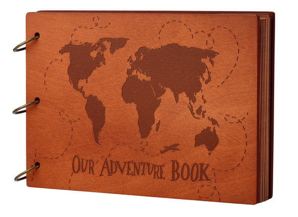 Our Adventure Book 3D Wooden Scrapbook Photo Album, Retro Travelling  Journal Memory Book For Anniversary,For Vintage Guestbook DIY Wedding  Gift,60