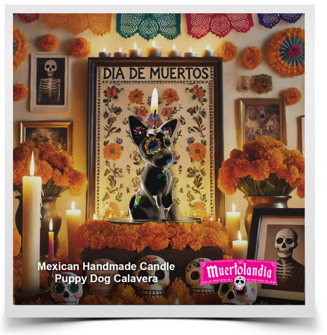 Mexican Handmade Candle - Puppy Dog Calavera