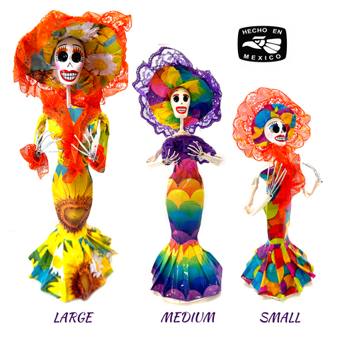 Paper Mache Catrinas available in 3 sizes.