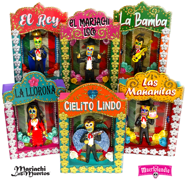 handcrafted mexican deluxe nicho shadow box la llorona la bamba cielito lindo las mananitas el mariachi loco el rey
