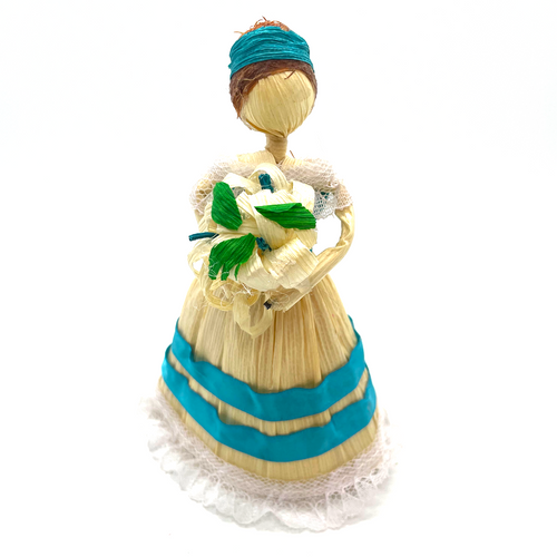 Handmade Mexican Corn Husk Tamal Quinceañera Doll