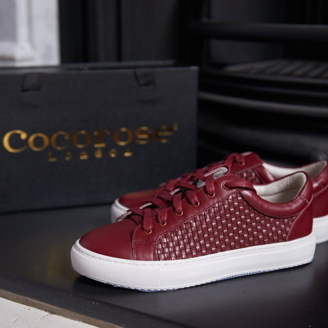 Cocorose London Hoxton Burgundy Woven Trainers