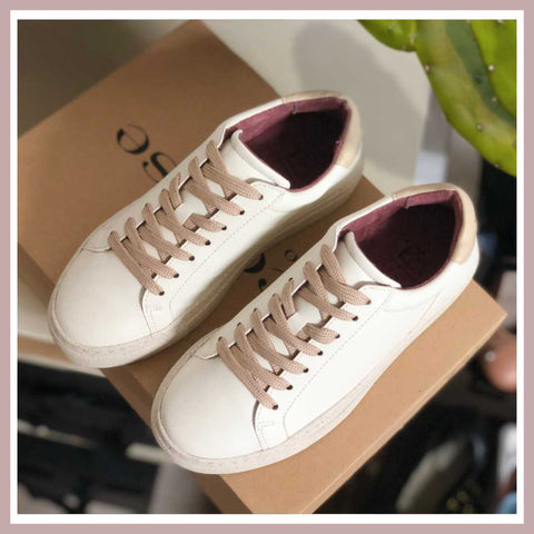 Vegan Kew - White & Beige Cactus Leather Trainers