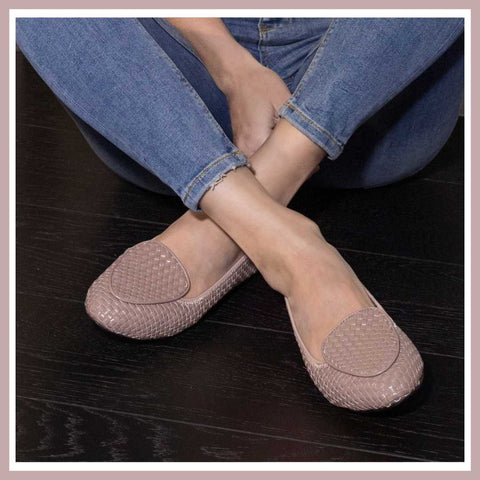 Clapham - Dusky Pink Woven Leather Loafers