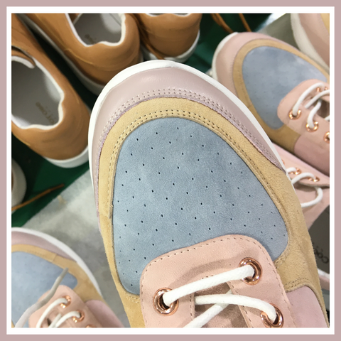 Shoreditch Trainers - pastel coloured leather and suede trainers